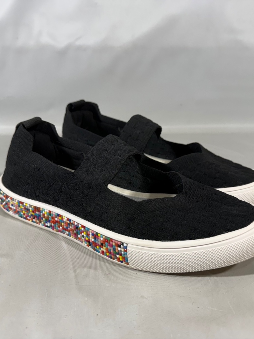 BERNIE MEV Spark Slip On Beaded Basket Weave Flats Comfort Shoes Womans 39/8